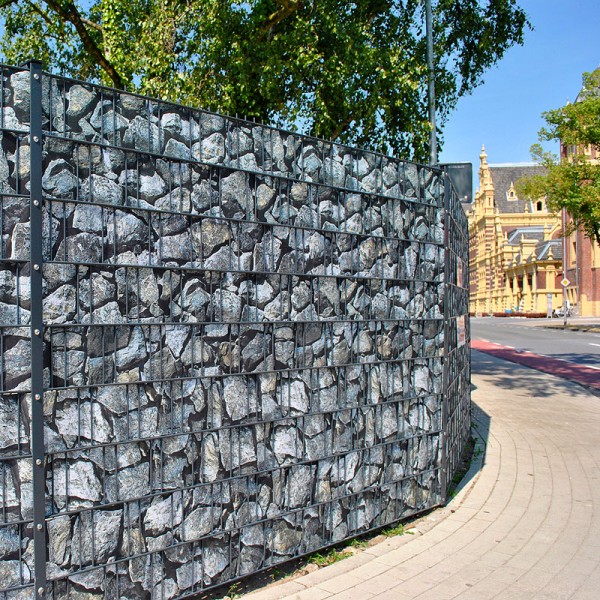 Steinmauer Wahl Zaunsichtschutzstreifen bedruckt mit Klemmschienen 2 